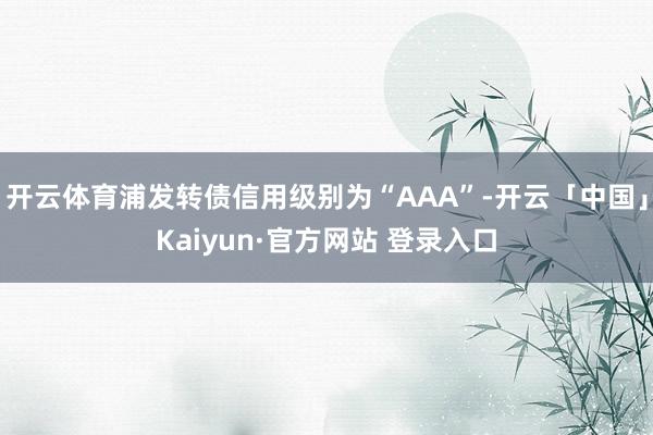 开云体育浦发转债信用级别为“AAA”-开云「中国」Kaiyun·官方网站 登录入口
