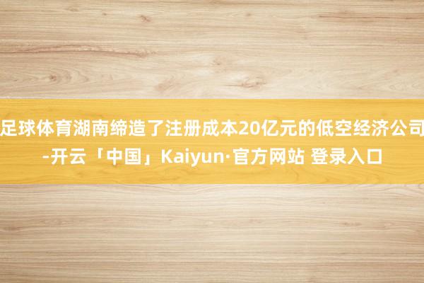 足球体育湖南缔造了注册成本20亿元的低空经济公司-开云「中国」Kaiyun·官方网站 登录入口